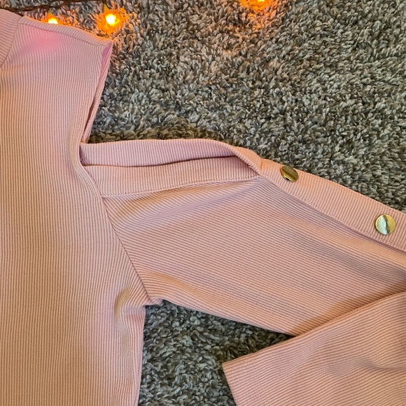 Cold-Shoulder Long Sleeve Light Peach Blouse - Picture 2 of 4